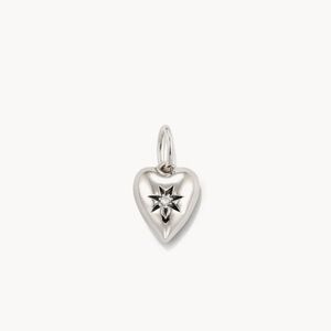 Kendra Scott Heart Sterling Silver Charm in White Sapphire